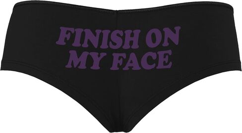 Knaughty Knickers Finish On My Face Cum On Me Cumslut Porn Star Facial Slut Black Boyshort Panties With Adult Design in Kuwait