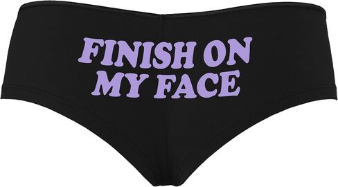 Knaughty Knickers Finish On My Face Cum On Me Cumslut Porn Star Facial Slut Black Boyshort Panties With Adult Design in Kuwait