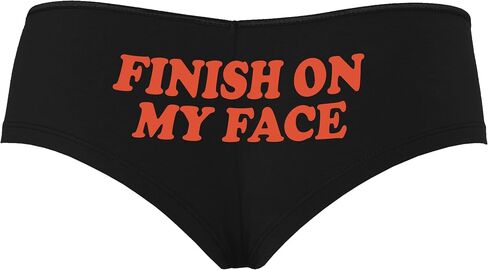 Knaughty Knickers Finish On My Face Cum On Me Cumslut Porn Star Facial Slut Black Boyshort Panties With Adult Design in Kuwait