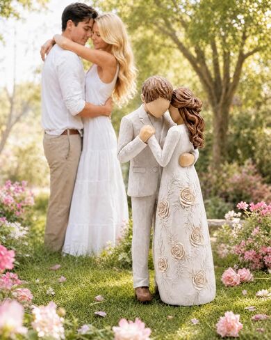 Romantic Couple Figurine Resin Lover Statue, Wedding Engagement Gifts for Couples Romantic Home Decor Sculpture for Wife Girlfriend Bride (Couple Resin Figurines) in Saudi Arabia