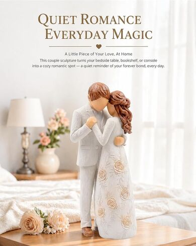Romantic Couple Figurine Resin Lover Statue, Wedding Engagement Gifts for Couples Romantic Home Decor Sculpture for Wife Girlfriend Bride (Couple Resin Figurines) in Saudi Arabia