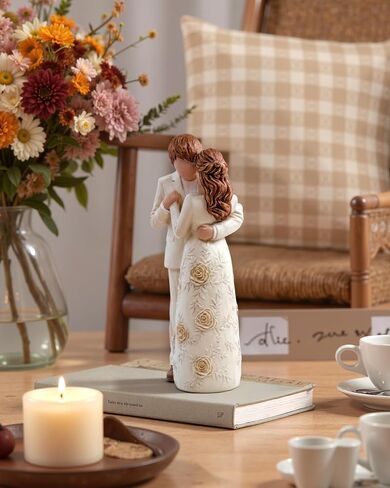 Romantic Couple Figurine Resin Lover Statue, Wedding Engagement Gifts for Couples Romantic Home Decor Sculpture for Wife Girlfriend Bride (Couple Resin Figurines) in Saudi Arabia
