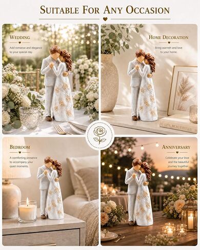 Romantic Couple Figurine Resin Lover Statue, Wedding Engagement Gifts for Couples Romantic Home Decor Sculpture for Wife Girlfriend Bride (Couple Resin Figurines) in Saudi Arabia