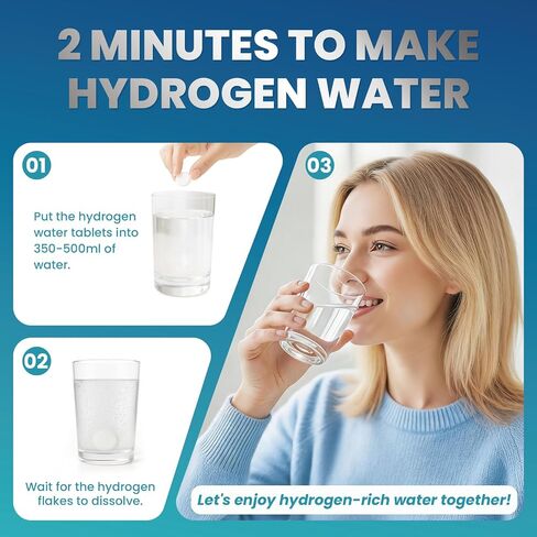 Hydrogen Water Tablets with Magnesium H2 Molecular 120 Tablets for Drinking Water Supplement for Brain Health & Cognitive Energy Function Antioxidant Promote Metabolism Non-GMO Vegan in Saudi Arabia