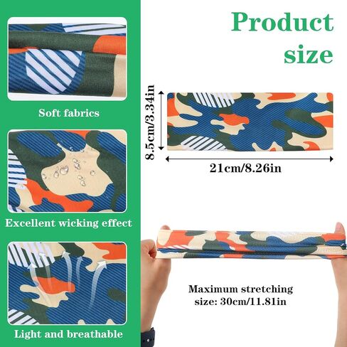 6 Pcs Kids Sports Sweatbands Ages 4-10 Boys Girls Breathable Sweat Wicking Elastic Non Slip Athletic Headbands Comfortable Sports Hairbands for Football Soccer Basketball Baseball Running Workout Gym in Kuwait