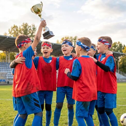 6 Pcs Kids Sports Sweatbands Ages 4-10 Boys Girls Breathable Sweat Wicking Elastic Non Slip Athletic Headbands Comfortable Sports Hairbands for Football Soccer Basketball Baseball Running Workout Gym in Kuwait