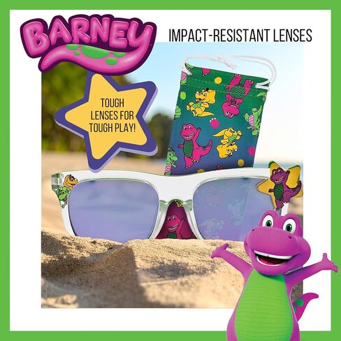 ARKAID Barney Kids Sunglasses Stylish, Comfortable & Durable UV-Protective Kids Glasses With Soft Carrying Case - Officially-Licensed Barney and Friends Merch in Saudi Arabia