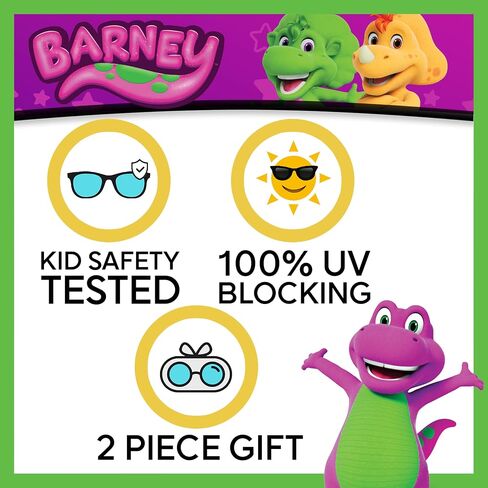 ARKAID Barney Kids Sunglasses Stylish, Comfortable & Durable UV-Protective Kids Glasses With Soft Carrying Case - Officially-Licensed Barney and Friends Merch in Saudi Arabia