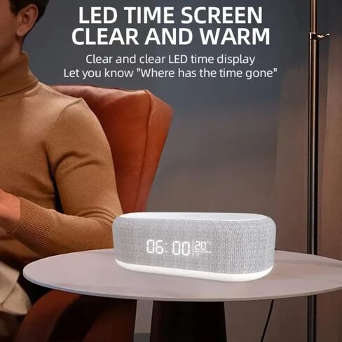 Multifunctional Desktop Bedroom Night Light with LED Digital Alarm Clock Indoor Thermometer 15W Fast Wireless Charging Pad Phone Charger Stand for iPhone Samsung Android Smartphones (White) in Kuwait