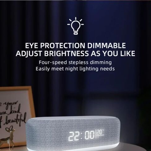 Multifunctional Desktop Bedroom Night Light with LED Digital Alarm Clock Indoor Thermometer 15W Fast Wireless Charging Pad Phone Charger Stand for iPhone Samsung Android Smartphones (White) in Kuwait