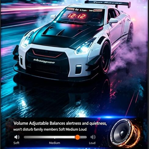 Car Alarm Clock, Race Alarm Clock Car with Engine Sound LED Digital Display,Remote Control, Realistic Lighting Effects for Bedroom, for Boys, Kids & Boyfriend (White, Desktop) in Kuwait