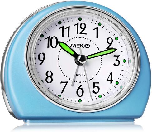 MEKO Alarm Clocks Non-Ticking for Bedrooms, Smart Tickless AA Battery Powered Travel Alarm Clock with Snooze and Nightlight, Silent No Ticking Bedside Clock(Blue) in Saudi Arabia
