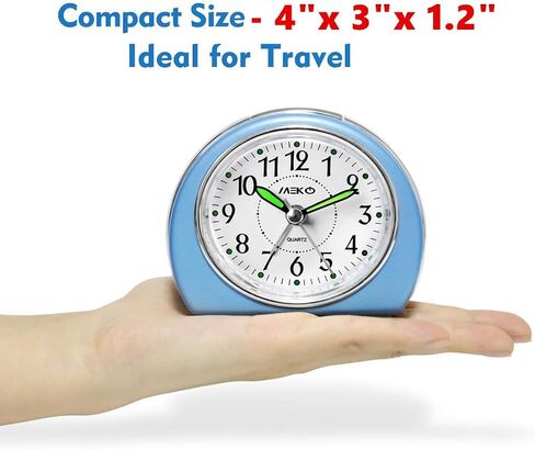 MEKO Alarm Clocks Non-Ticking for Bedrooms, Smart Tickless AA Battery Powered Travel Alarm Clock with Snooze and Nightlight, Silent No Ticking Bedside Clock(Blue) in Saudi Arabia