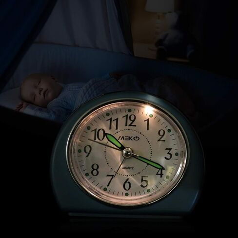 MEKO Alarm Clocks Non-Ticking for Bedrooms, Smart Tickless AA Battery Powered Travel Alarm Clock with Snooze and Nightlight, Silent No Ticking Bedside Clock(Blue) in Saudi Arabia