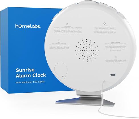 hOmeLabs Sunrise Alarm Clock - Digital LED Clock with 6 Color Switch and FM Radio for Bedrooms - Multiple Nature Sounds Sunset Simulation & Touch Control - With Snooze Function for Heavy Sleepers in Saudi Arabia