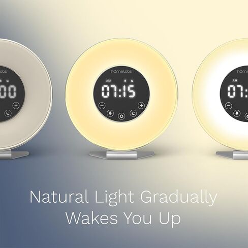 hOmeLabs Sunrise Alarm Clock - Digital LED Clock with 6 Color Switch and FM Radio for Bedrooms - Multiple Nature Sounds Sunset Simulation & Touch Control - With Snooze Function for Heavy Sleepers in Saudi Arabia