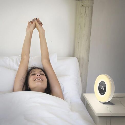 hOmeLabs Sunrise Alarm Clock - Digital LED Clock with 6 Color Switch and FM Radio for Bedrooms - Multiple Nature Sounds Sunset Simulation & Touch Control - With Snooze Function for Heavy Sleepers in Saudi Arabia