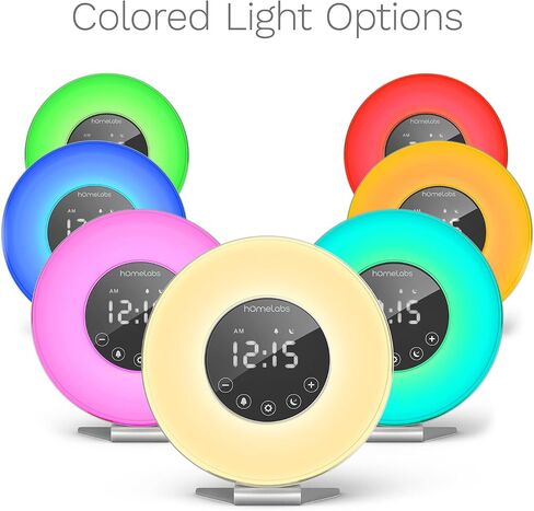 hOmeLabs Sunrise Alarm Clock - Digital LED Clock with 6 Color Switch and FM Radio for Bedrooms - Multiple Nature Sounds Sunset Simulation & Touch Control - With Snooze Function for Heavy Sleepers in Saudi Arabia
