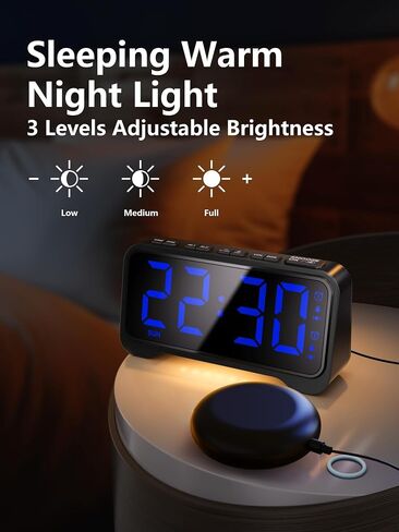 Mesqool Extra-Loud Alarm Clock with Bed Shaker for Heavy Sleepers, Vibrating & Buzzer Modes, Dual Alarms, USB Charging, Snooze & Battery Backup for Adults, Teens, Seniors in Saudi Arabia