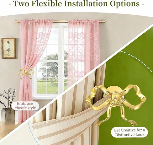 2 Pack Elegant Gold Large Bow Curtain Holdbacks, Versatile Wall - Mounted Tiebacks with Screws for All Curtain Styles, Decorative Holders for Living Room, Bedroom & Office in Saudi Arabia
