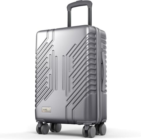 ALPHA CAMP Carry On Luggage 22x14x9 Airline Approved, Hardshell Durable PC+ABS Luggage with Spinner Wheels, Lightweight Travel Rolling Suitcase with Built-in TSA Lock,USB Port,Silver in Saudi Arabia