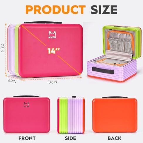 MYER Multi-color Dopamine Wide Handle Carry on Zipperless Hard Side Luggage 2 piece set 22x14x9 Airline Approved with Changer 20 Inch & 14 inch Carryon Travel Suitcases with Spinner Wheels in Saudi Arabia