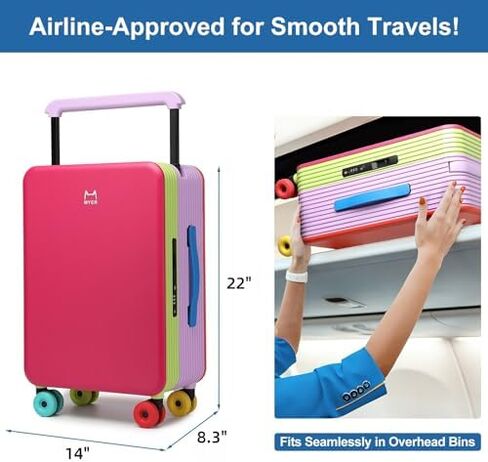 MYER Multi-color Dopamine Wide Handle Carry on Zipperless Hard Side Luggage 2 piece set 22x14x9 Airline Approved with Changer 20 Inch & 14 inch Carryon Travel Suitcases with Spinner Wheels in Saudi Arabia
