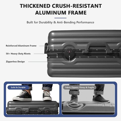 20 Inch Carry On Luggage, Silent 360° Spinner Wheels, No Zipper ABS+PC Hardside Suitcase, Airline Approved TSA Lock, Suitcases with Cup Holder and USB Charger for Travel Business, Grey in Kuwait