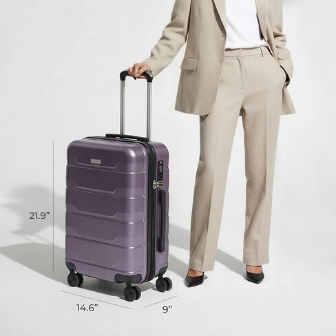 Quatish Carry On Luggage 22x14x9 Airline Approved with Spinner Wheels, 22 inch Expandable Hard Shell Suitcase with TSA Lock, Smooth Rolling Wheel for Lightweight Travel for Men Women, Purple in Saudi Arabia