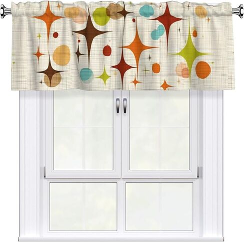 Mid Century Valance Curtain Window Valances Modern Rod Pocket Treatment Decor Short Blackout Curtains for Kitchen Bathroom Living Room in Saudi Arabia