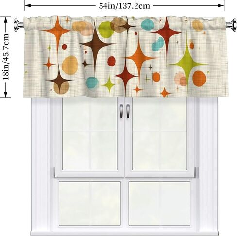Mid Century Valance Curtain Window Valances Modern Rod Pocket Treatment Decor Short Blackout Curtains for Kitchen Bathroom Living Room in Saudi Arabia