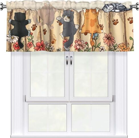 Mid Century Valance Curtain Window Valances Modern Rod Pocket Treatment Decor Short Blackout Curtains for Kitchen Bathroom Living Room in Saudi Arabia