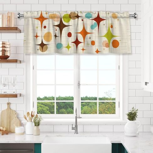 Mid Century Valance Curtain Window Valances Modern Rod Pocket Treatment Decor Short Blackout Curtains for Kitchen Bathroom Living Room in Saudi Arabia