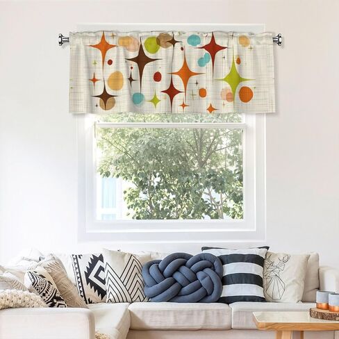 Mid Century Valance Curtain Window Valances Modern Rod Pocket Treatment Decor Short Blackout Curtains for Kitchen Bathroom Living Room in Saudi Arabia