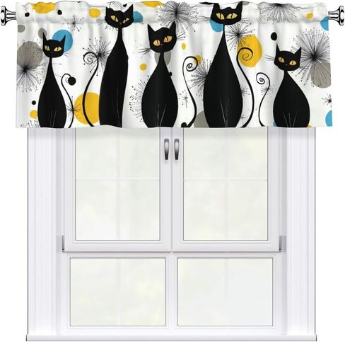 Mid Century Valance Curtain Window Valances Modern Rod Pocket Treatment Decor Short Blackout Curtains for Kitchen Bathroom Living Room in Saudi Arabia