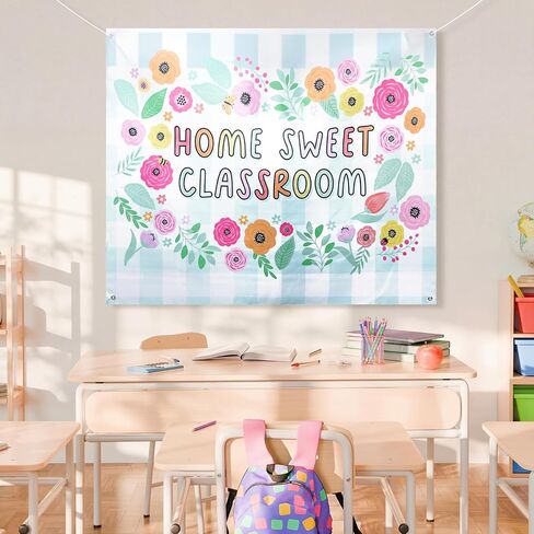 Frienda Home Sweet Classroom Wall Tapestry Pastel Classroom Tapestry for Teacher School Supplies Children's Room Welcome Sign Wall Decor for Back to School Flag Kindergarten Daycare Primary Bedroom in Kuwait