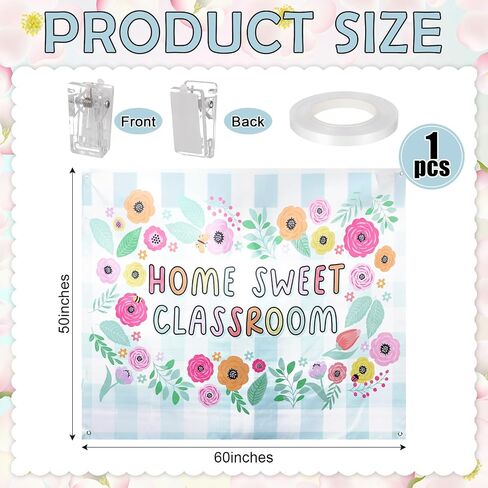 Frienda Home Sweet Classroom Wall Tapestry Pastel Classroom Tapestry for Teacher School Supplies Children's Room Welcome Sign Wall Decor for Back to School Flag Kindergarten Daycare Primary Bedroom in Kuwait