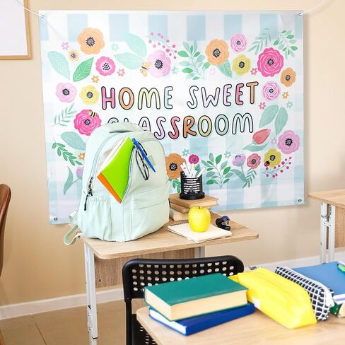 Frienda Home Sweet Classroom Wall Tapestry Pastel Classroom Tapestry for Teacher School Supplies Children's Room Welcome Sign Wall Decor for Back to School Flag Kindergarten Daycare Primary Bedroom in Kuwait
