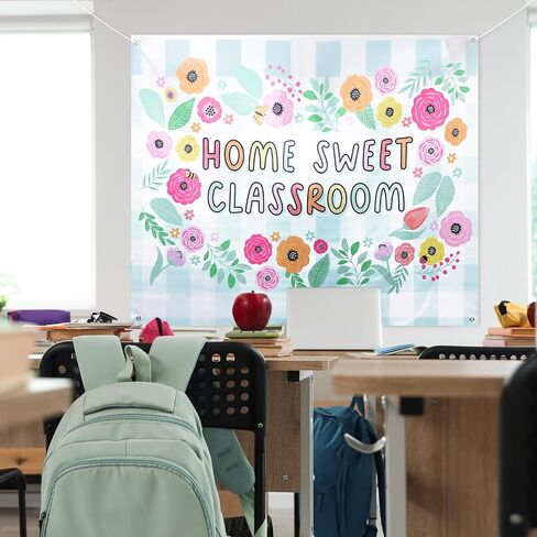 Frienda Home Sweet Classroom Wall Tapestry Pastel Classroom Tapestry for Teacher School Supplies Children's Room Welcome Sign Wall Decor for Back to School Flag Kindergarten Daycare Primary Bedroom in Kuwait
