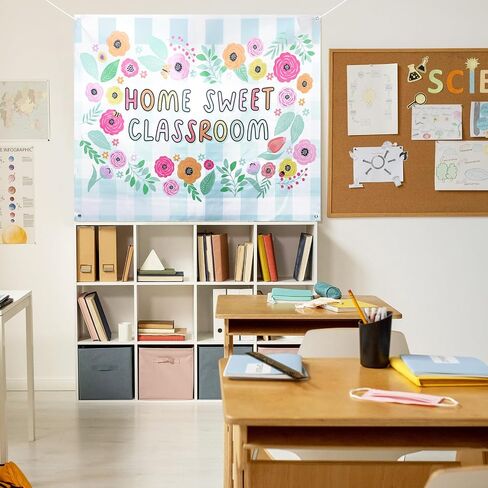 Frienda Home Sweet Classroom Wall Tapestry Pastel Classroom Tapestry for Teacher School Supplies Children's Room Welcome Sign Wall Decor for Back to School Flag Kindergarten Daycare Primary Bedroom in Kuwait