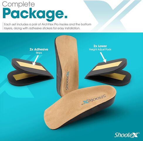 Shoolex ArchFlex Pro 2-in-1 Arch Support & Height Increase Insoles — Adjustable Heel Lift Up to 1", Plantar Fasciitis, Flat Feet, Achilles Tendonitis & Leg Length Discrepancy Relief, Men & Women in Kuwait