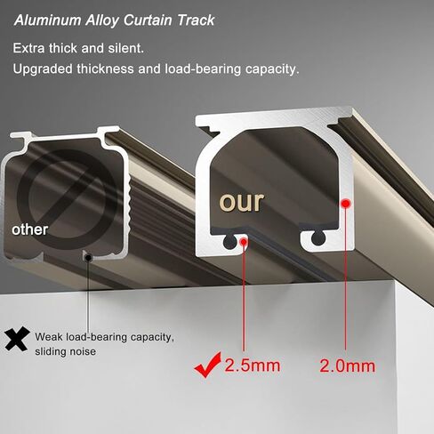 Curtain Track 0.56m Aluminum Ceiling/Wall Mount System for Pergola & Outdoor Curtains Black 260cm (8.5ft) – Versatile Durable Easy to Install. in Saudi Arabia