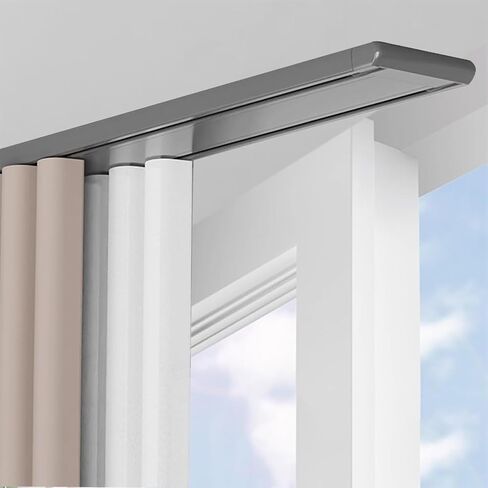 Heavy Duty Aluminum Double Track Curtain RailSilent CeilingMounted Drapery System for Living Room & Bedroom1.6m/5.2ft Gray Room Divider Track in Saudi Arabia