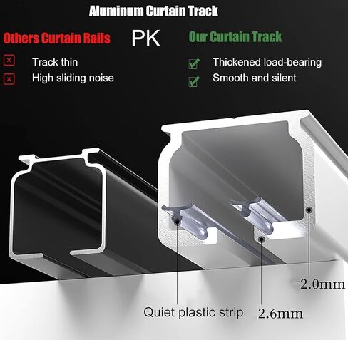 Black Aluminum Curtain Track Set with Silent Pulleys for Ceiling/Wall Mount Adjustable Length 112m (340ft) Ideal for Home & Office Decor in Saudi Arabia