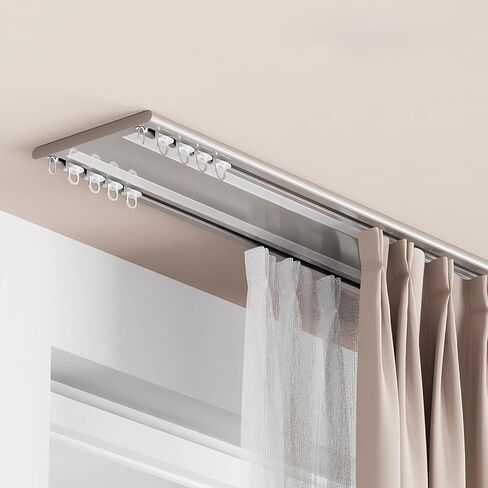 6.0mm Ultrathin Conjoined Double Track2.0m/6.6ft Silent Aluminum Ceiling Curtain Rails for Bedroom Office HospitalEasy Install Durable White (500cm Total) in Saudi Arabia