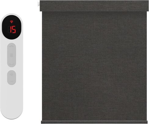 A 15-Channel Remote and A 34" W x 72" H Black No-Drill Motorized Blind in Saudi Arabia