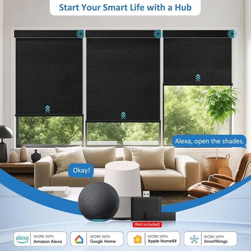 A 15-Channel Remote and A 34" W x 72" H Black No-Drill Motorized Blind in Saudi Arabia