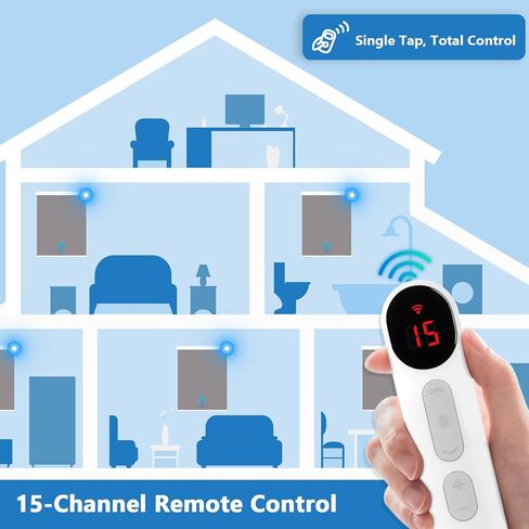 A 15-Channel Remote and A 34" W x 72" H Black No-Drill Motorized Blind in Saudi Arabia