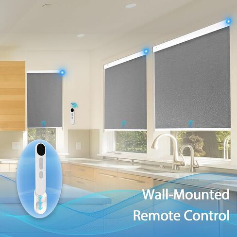A 15-Channel Remote and A 34" W x 72" H Black No-Drill Motorized Blind in Saudi Arabia