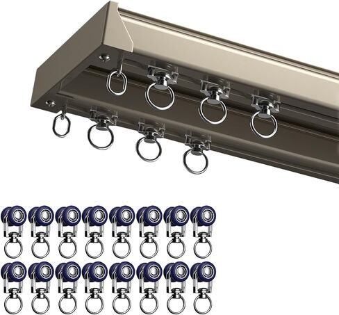 Aluminum Ceiling Curtain Track System Double Rails with 16 Silent Pulleys per Meter Ideal for Room Dividers Bedroom Living Room Hotel Use (White 1m) in Saudi Arabia